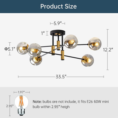 Lustre plafonnier SPUTNIK-6-Fumé